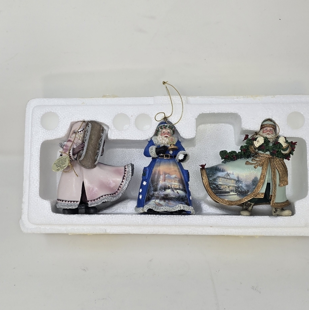 Vtg Ashton Drake Thomas Kinkade old world santa ornament collection set of 3 - Picture 9 of 9